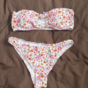 SHEIN Floral Bikini Set - White, Pink, Orange